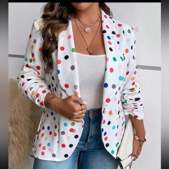 SHEIN Polka Dot Blazer EUC 2XL - Picture 1 of 6